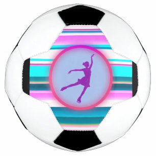 Girls Figure Skating Stripes Soccer Ball