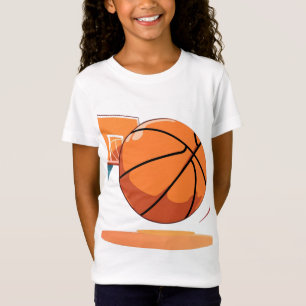 Girls' Fine Jersey T-Shirt - Big Basketball