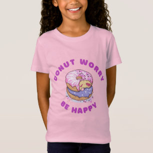 Girls' Fine Jersey T-Shirt Doughnut Worry Be Happy