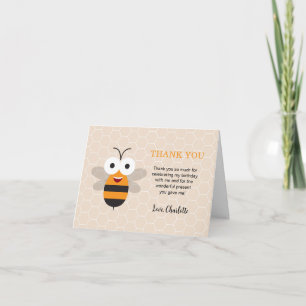 Girl's First Birthday 1st Bee-Day Cute Honeybee Thank You Card