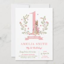 Girls first birthday invite, Peter rabbit girls