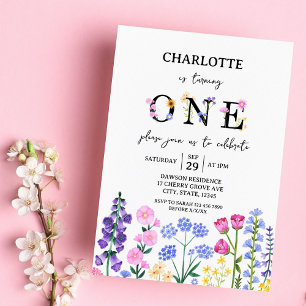 Girl's First Birthday Wildflower Garden Party Invitation