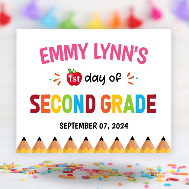 Girls First Day Of School Second Grade  Poster (Girls First Day Of School Second Grade Poster)