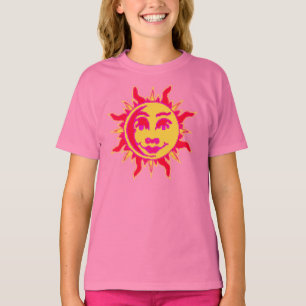 Girls Fitted T Shirt with Sun Motif