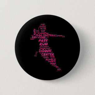 Girls Flag Football Player Word Art Typography 6 Cm Round Badge