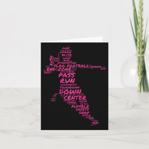Girls Flag Football Player Word Art Typography  Card