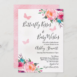 Girls Floral Butterfly Baby Shower Invitation