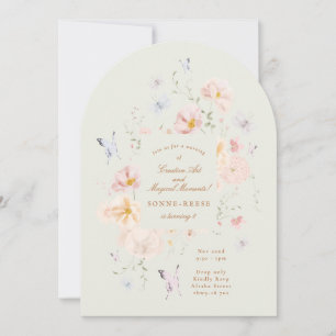 Girls Floral Butterfly Sage Arch Birthday Party Invitation
