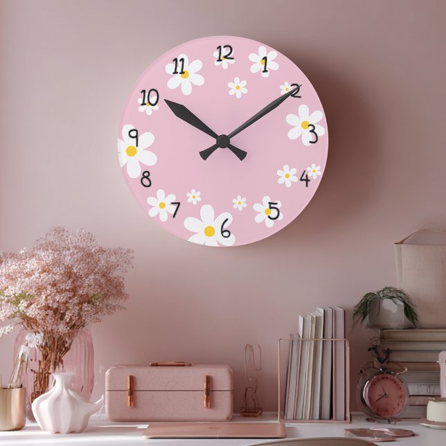 Girls Floral Daisy Pink Clock (Creator Uploaded)