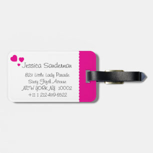 Girls flying heart ladybug white id luggage tag