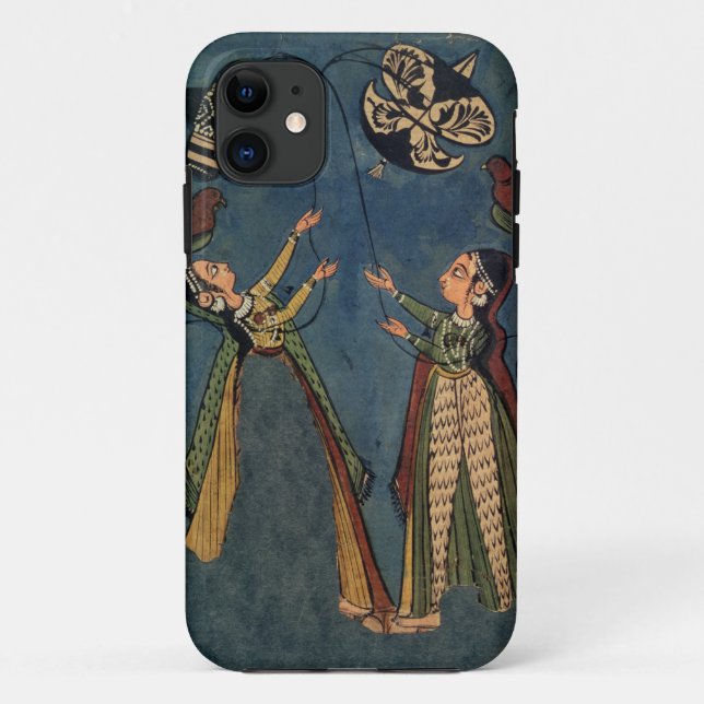 Girls flying kites, Kulu folk painting, Himachal P Case-Mate iPhone Case (Back)