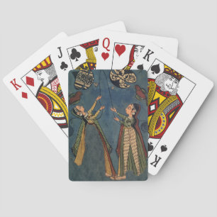 Girls flying kites, Kulu folk painting, Himachal P Playing Cards
