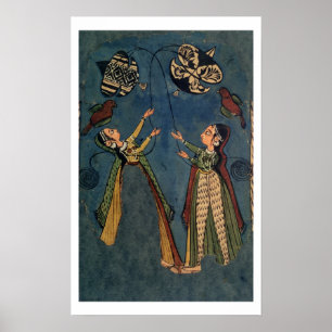 Girls flying kites, Kulu folk painting, Himachal P Poster