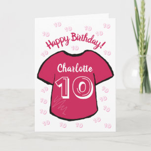 Girl's football/ soccer shirt 10th birthday  card
