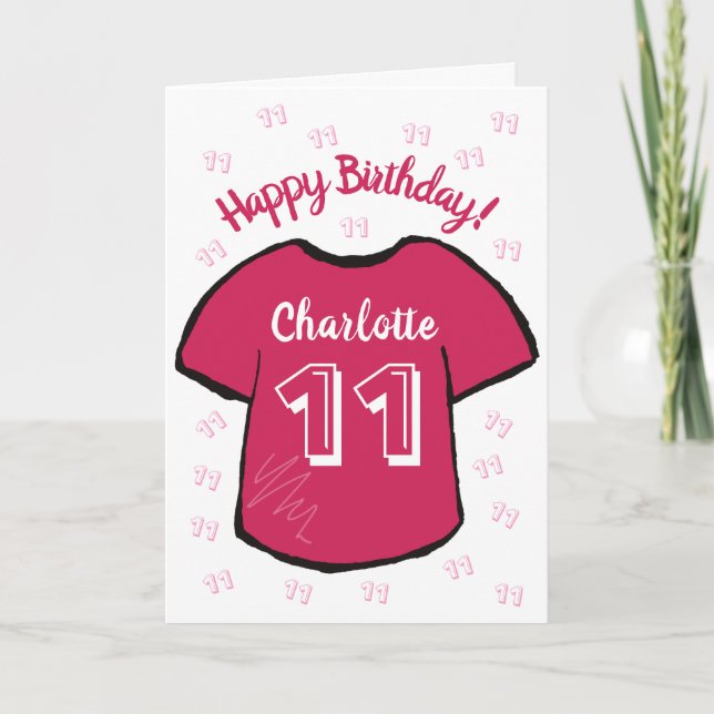 Girl's football/ soccer shirt any age birthday  card (Front)