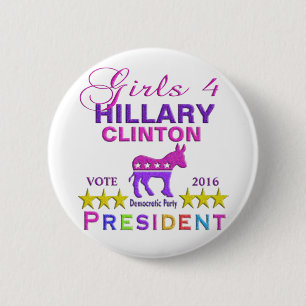 Girls for Hillary Clinton President 6 Cm Round Badge