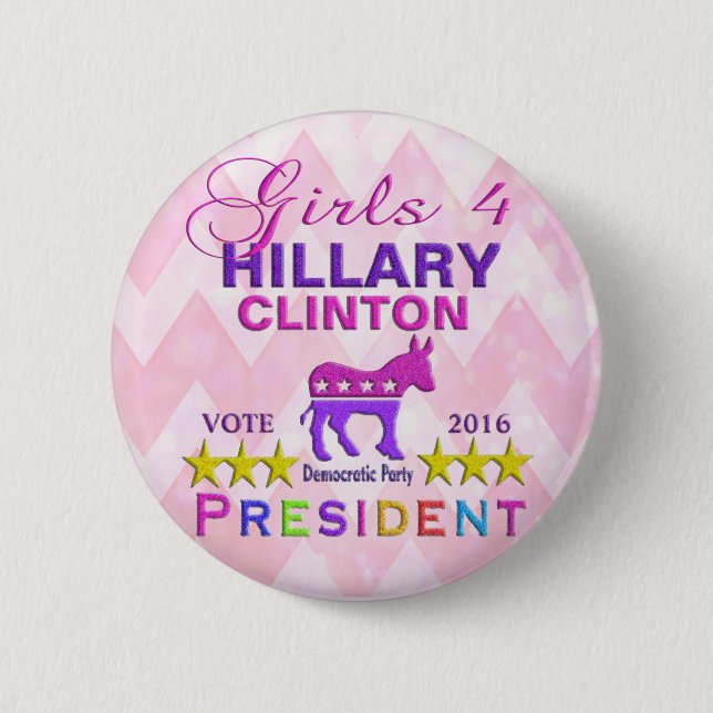 Girls for Hillary Clinton President 6 Cm Round Badge (Front)