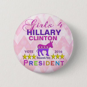 Girls for Hillary Clinton President 6 Cm Round Badge