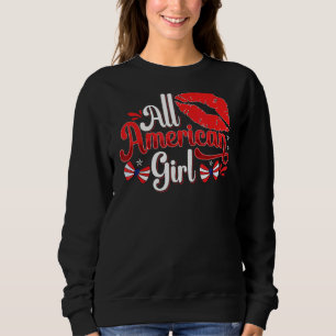 Girls Fourth Of July All American Girl Lips Kis Sweatshirt