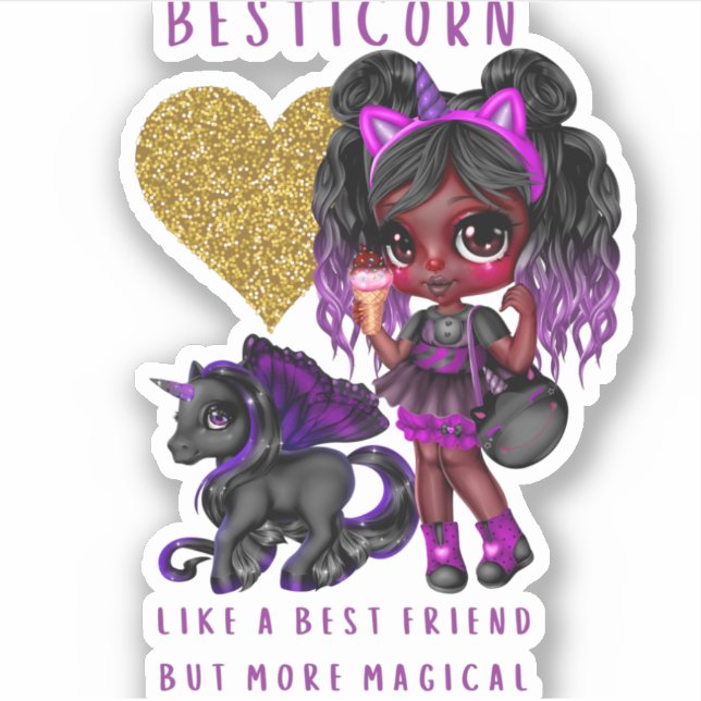 Girls Friend Gift Black Unicorn Besticorn Magical (Front)