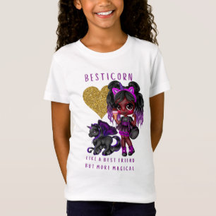 Girls Friend Gift Black Unicorn Besticorn Magical T-Shirt