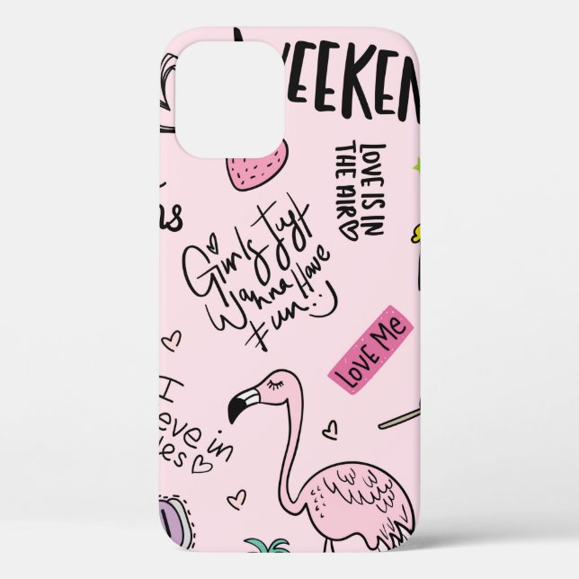 Girls fun concept with unicorn, flamingo, cactus,  Case-Mate iPhone case (Back)