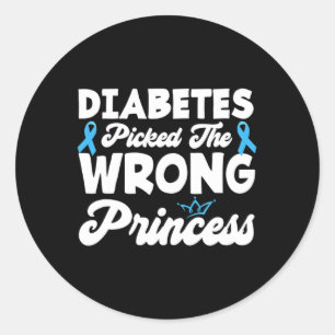Girls Fun Diabetes Picked The Wrong Princess T1d A Classic Round Sticker