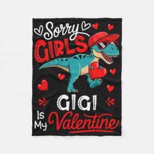 Girls Funny Joke Gigi Is My Valentine T-rex Sungle Fleece Blanket