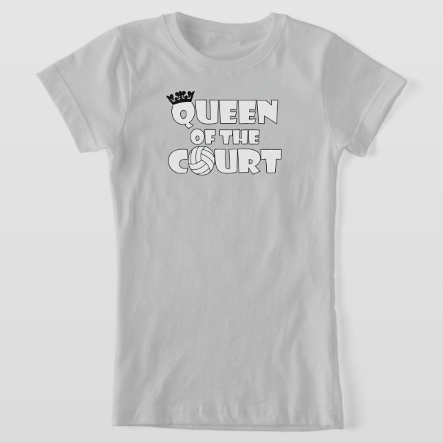 Girls' Funny Volleyball Queen of the Court Cute T-Shirt (Laydown)