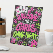 Girls Game Night Neon Graffiti Welcome Tabletop Si