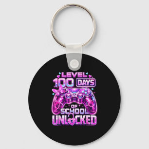 Girls gamer pink level 100 days of school unlocked key ring