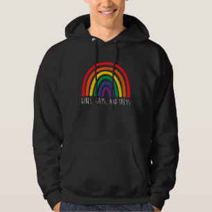 Girls Gays and Theys Rainbow LGBT Trans Rights Pro Hoodie