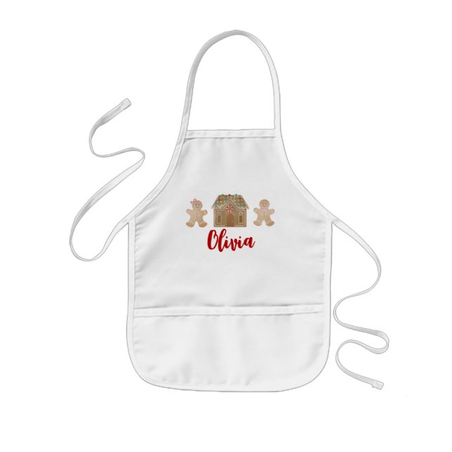 Girls Gingerbread Apron, Child Apron (Front)