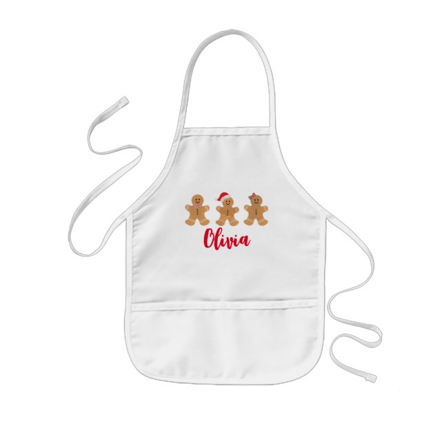 Girls Gingerbread Trio Apron, Child Apron (Front)