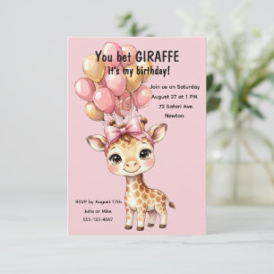 Girl's Giraffe Party Digital Download Invitation