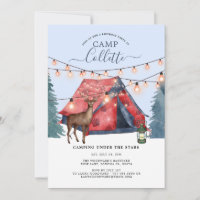 Girls Glamping Camping Birthday Party Invitation