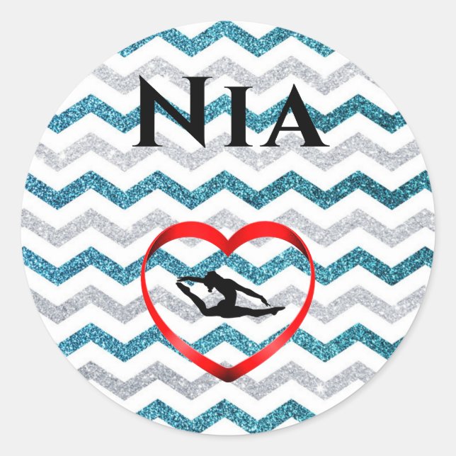 Girls Glitter Chevron Gymnastics Stickers Custom (Front)