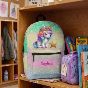 Girls Glitter unicorn magical star Printed Backpack