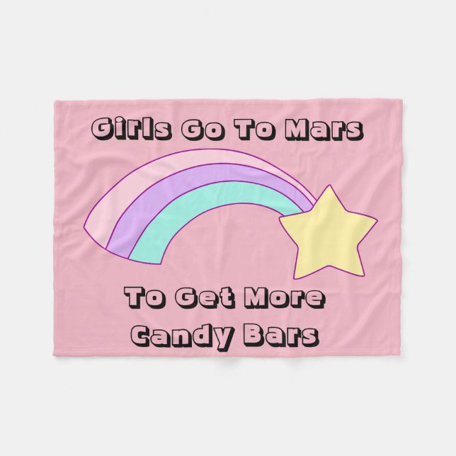 Girls Go to Mars to Get More Candy Bars Fleece Blanket (Front (Horizontal))