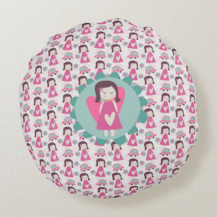 Girls Going Places Round Cushion