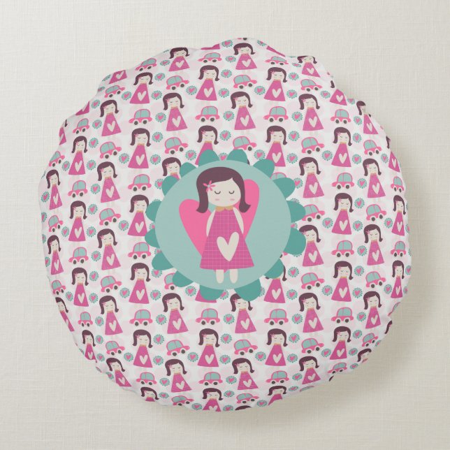 Girls Going Places Round Cushion (Back)