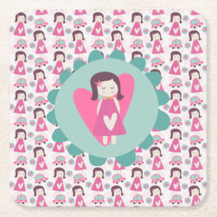 Girls Going Places Square Paper Coaster