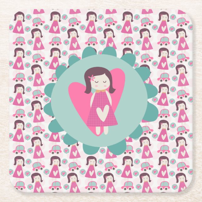 Girls Going Places Square Paper Coaster (Front)