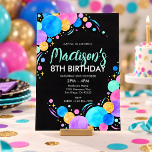 Girls Gold Confetti Birthday Party Invitation
