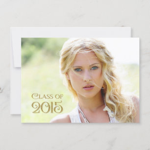 Girls Gold Confetti Graduation Announcement