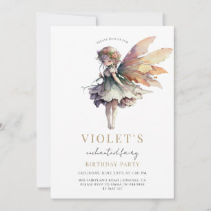 Girl's Gold Fairy Birthday Party Invitation