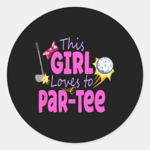 Girls Golf Shirt Birthday Golf Women Golf Player Classic Round Sticker