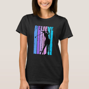Girls Golf Silhouette Golfing Golfer Coach Pink Pu T-Shirt