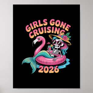 Girls Gone Cruising 2026 Mermaid Flamingo Vacation Poster