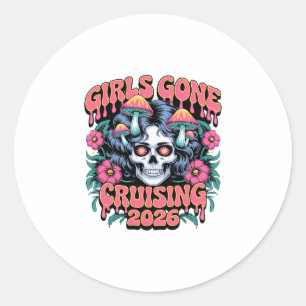 Girls Gone Cruising Women Skull Skeleton 2026 Crui Classic Round Sticker